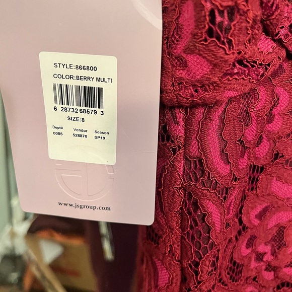 Beautiful!! JS collection Embroidered Lace Blouson Cocktail Dress - Berry - Picture 3 of 10